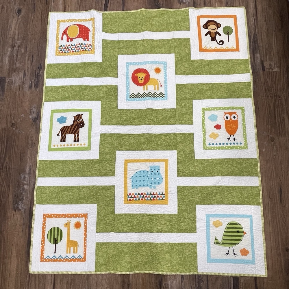 Ann Kelle Urban Zoologie Baby Quilt A‎ Day at the Zoo 45x56 Handmade